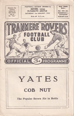 Tranmere Rovers v Plymouth Argyle Match Programme 1959-03-16